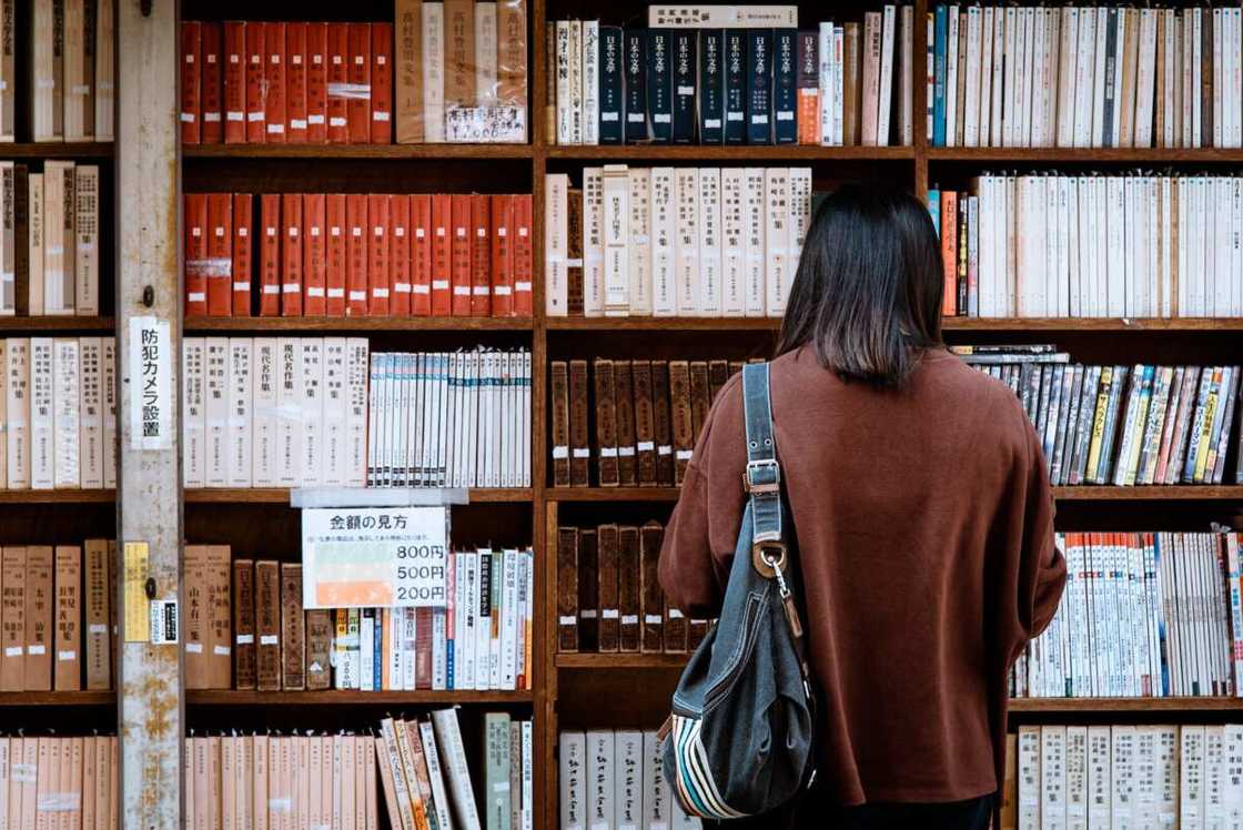 A student in the library A student in the library
