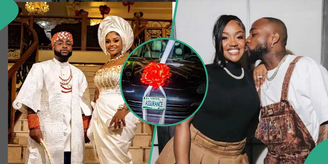 Davido and Chioma at their wedding, Chioma's Porsche car Davido and Chioma at their wedding, Chioma's Porsche car