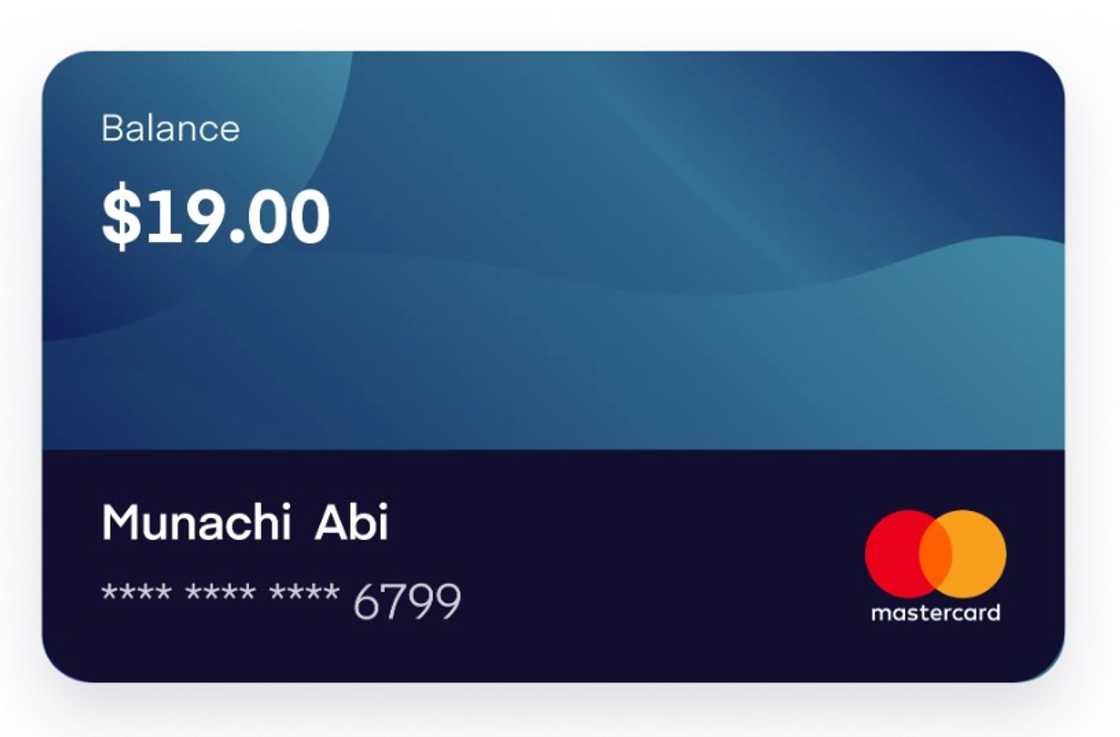 A sample of a Mastercard virtual dollar card from Cardtonic