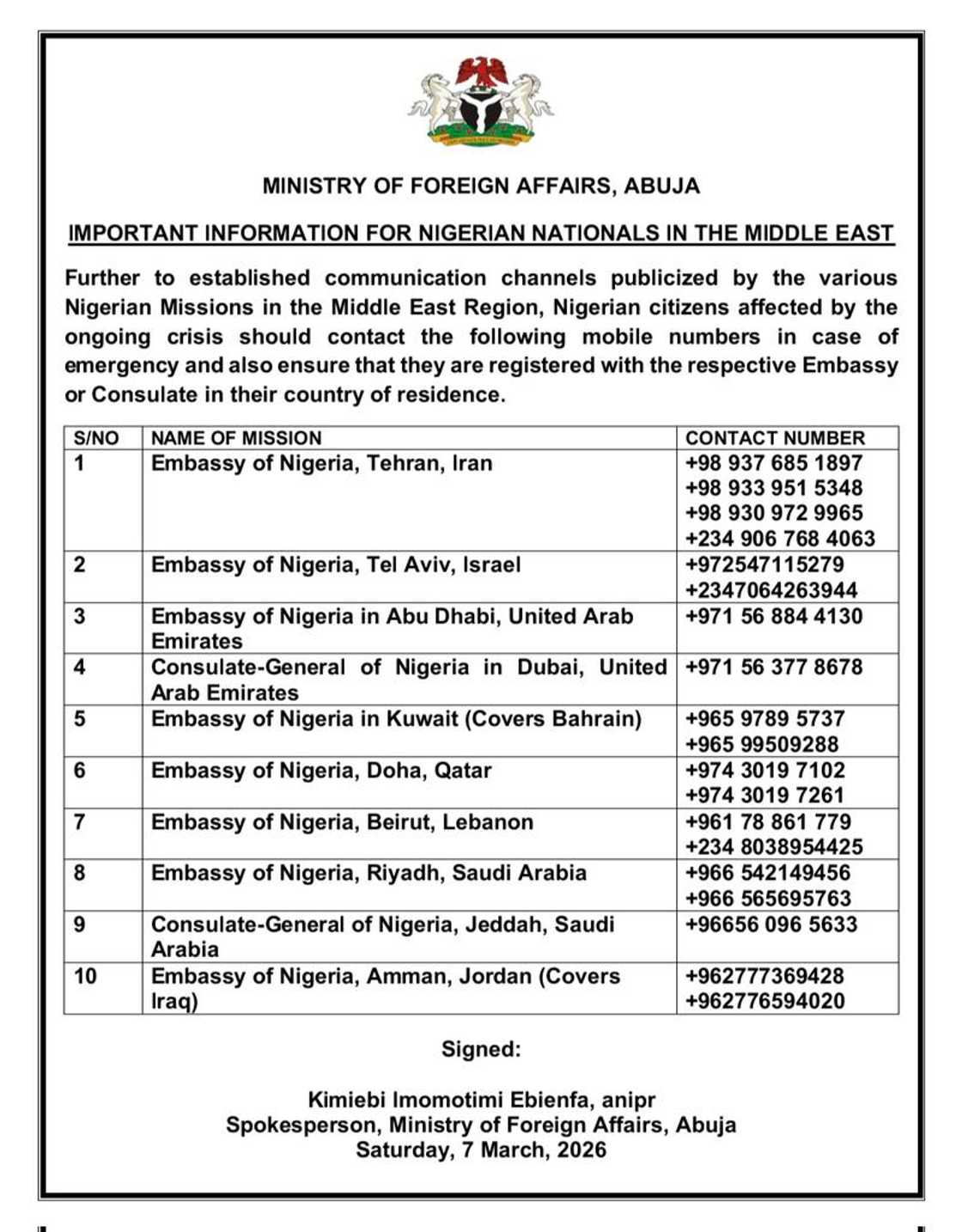 Emergency support channels ensure Nigerian nationals remain connected during rising tensions. Emergency support channels ensure Nigerian nationals remain connected during rising tensions.