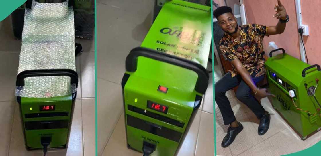 Man shares solar power generator. Man shares solar power generator.