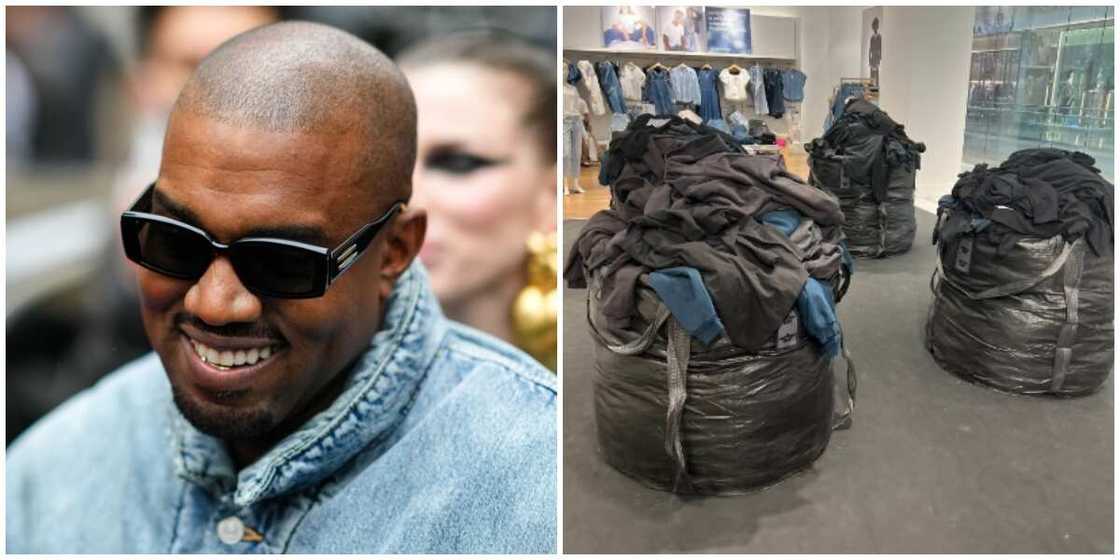 Photos of Kanye West and trash bags of Yeezy Gap Photos of Kanye West and trash bags of Yeezy Gap