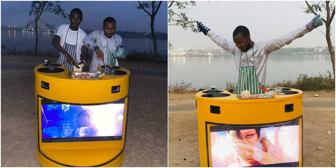 Nigerian man builds solar-powered cooker that has television, many react Nigerian man builds solar-powered cooker that has television, many react