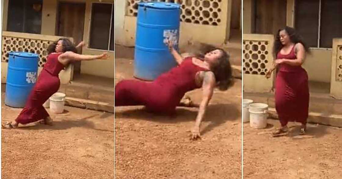 Actress falls to the floor while acting, pray for waist Actress falls to the floor while acting, pray for waist