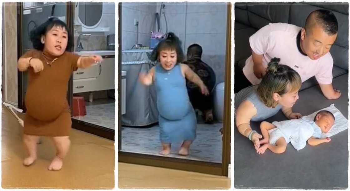 Dwarf celebrates as she welcomes a baby. Dwarf celebrates as she welcomes a baby.