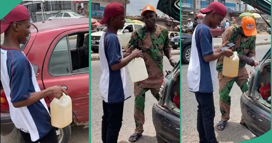 Man gives out fuel for free.