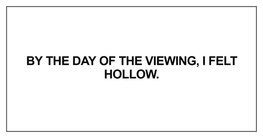 By the day of the viewing, I felt hollow By the day of the viewing, I felt hollow