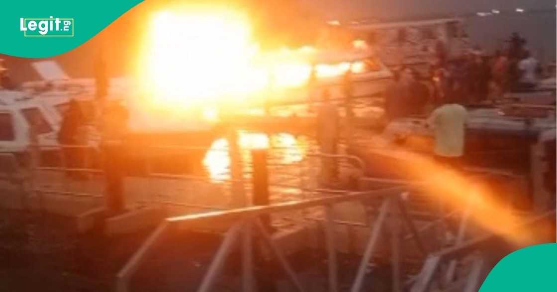 Panic On Lagos Waterways As LagFerry Boat Goes Up in Flames, Many Passengers Injured Panic On Lagos Waterways As LagFerry Boat Goes Up in Flames, Many Passengers Injured