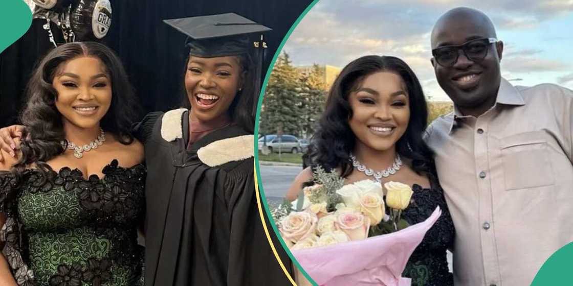 Mercy Aigbe with daughter Michelle at graduation, Mercy Aigbe and husband Kazim at daughter's graduation in Canada Mercy Aigbe with daughter Michelle at graduation, Mercy Aigbe and husband Kazim at daughter's graduation in Canada