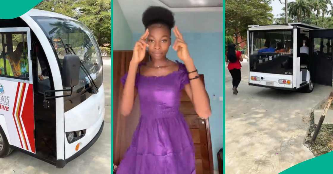 Young lady commends UNILAG's vice chancellor, shares video of electric bus now in school Young lady commends UNILAG's vice chancellor, shares video of electric bus now in school