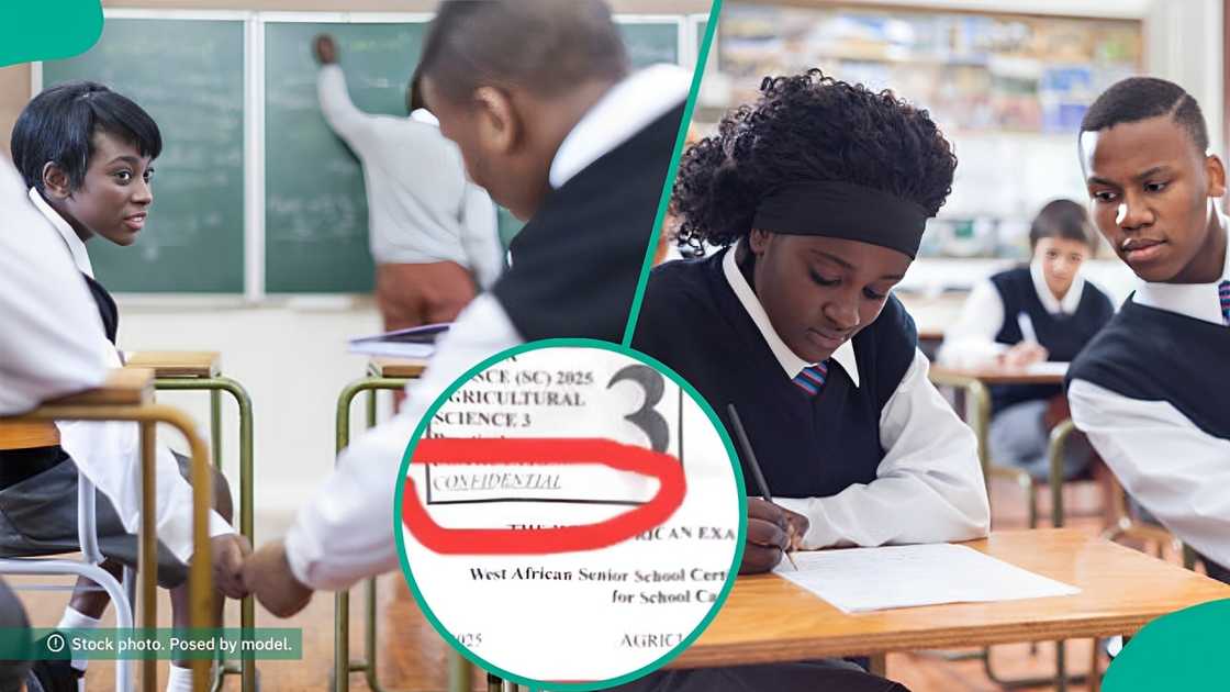 A student copying answers during an exam with pre-solved question sheets, illustrating the article’s main issue. A student copying answers during an exam with pre-solved question sheets, illustrating the article’s main issue.