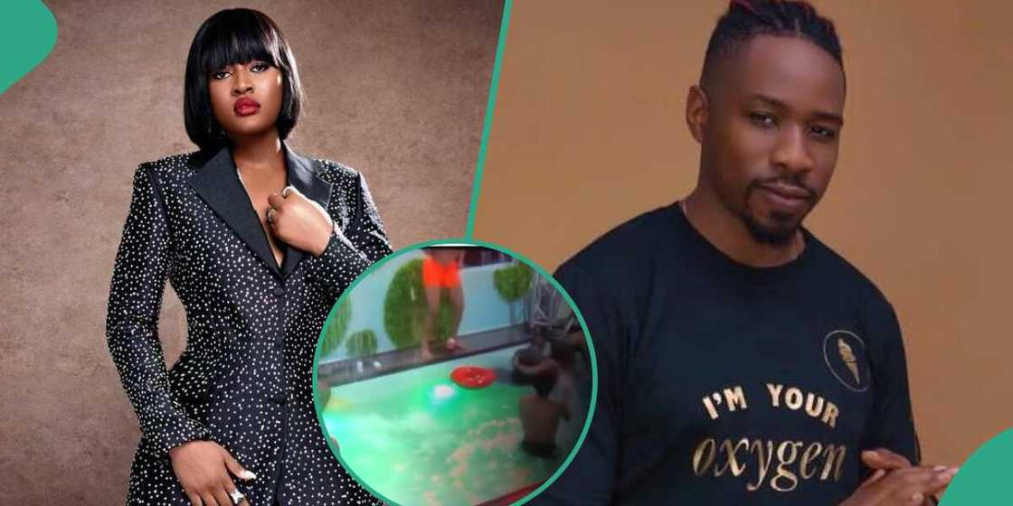 BBNaija All Stars: Alex punches Ike during pool party. BBNaija All Stars: Alex punches Ike during pool party.
