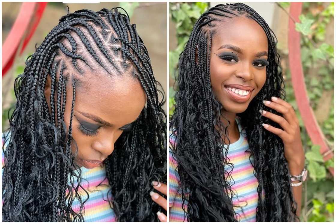 Cornrow-inspired boho braids Cornrow-inspired boho braids