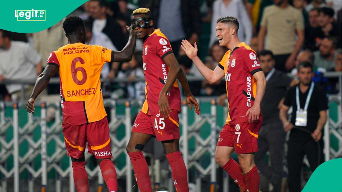 Victor Osimhen, Davison Sanchez, Roland Sallai, Galatasaray, Konyaspor, Medas Konya Buyuksehir Stadium, Konya, Turkiye, Turkish Cup. Victor Osimhen, Davison Sanchez, Roland Sallai, Galatasaray, Konyaspor, Medas Konya Buyuksehir Stadium, Konya, Turkiye, Turkish Cup.