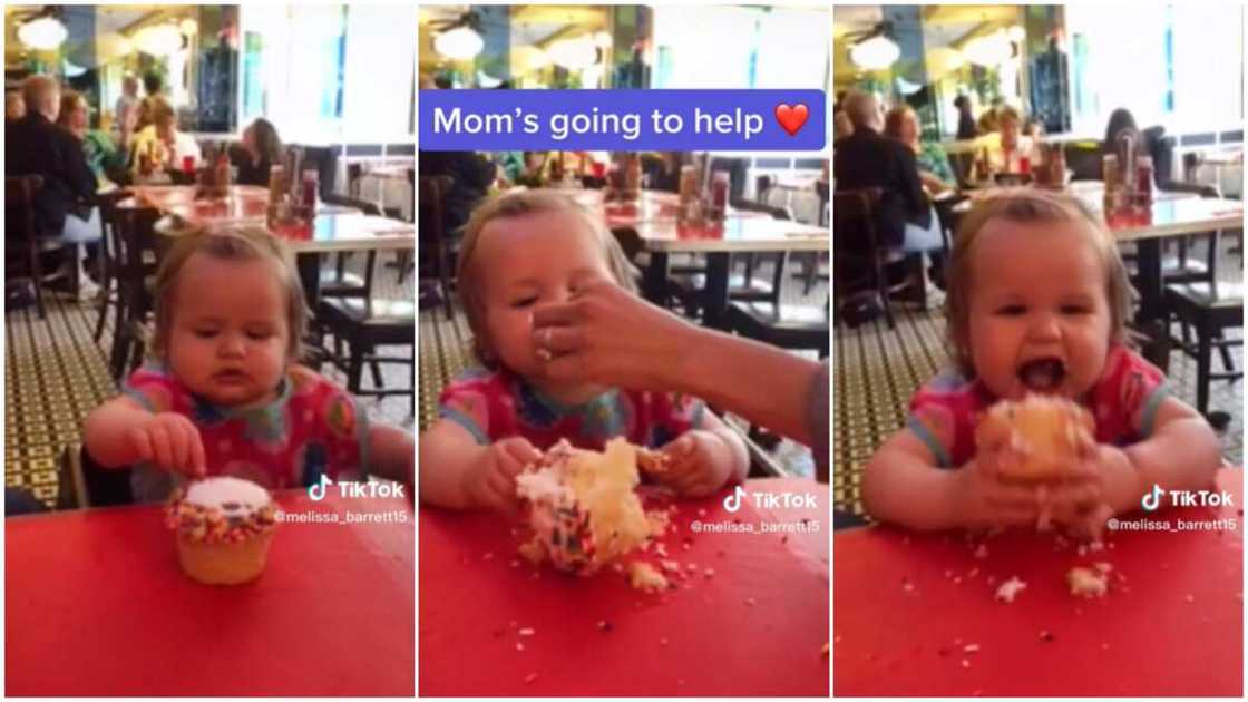 Sugar rush/baby hurriedly ate her cupcake. Sugar rush/baby hurriedly ate her cupcake.