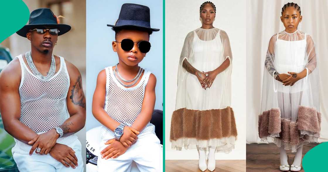 Kid models recreate Tiwa Savage and Juma Jux's outfits. Kid models recreate Tiwa Savage and Juma Jux's outfits.