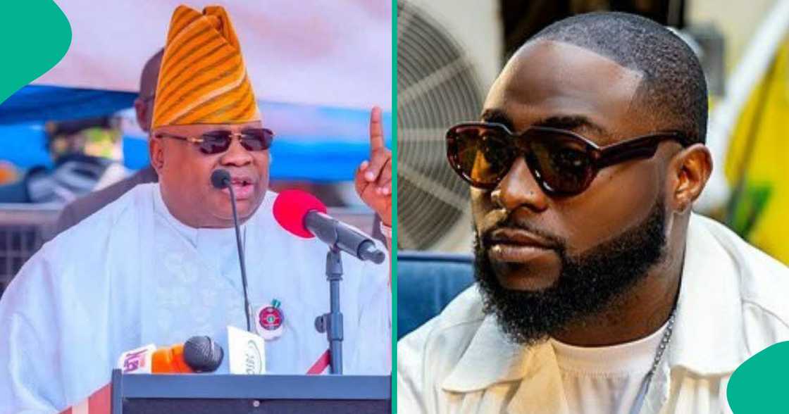 Gwamna Adeleke da ɗan uwansa Mawaki Davido. Gwamna Adeleke da ɗan uwansa Mawaki Davido.