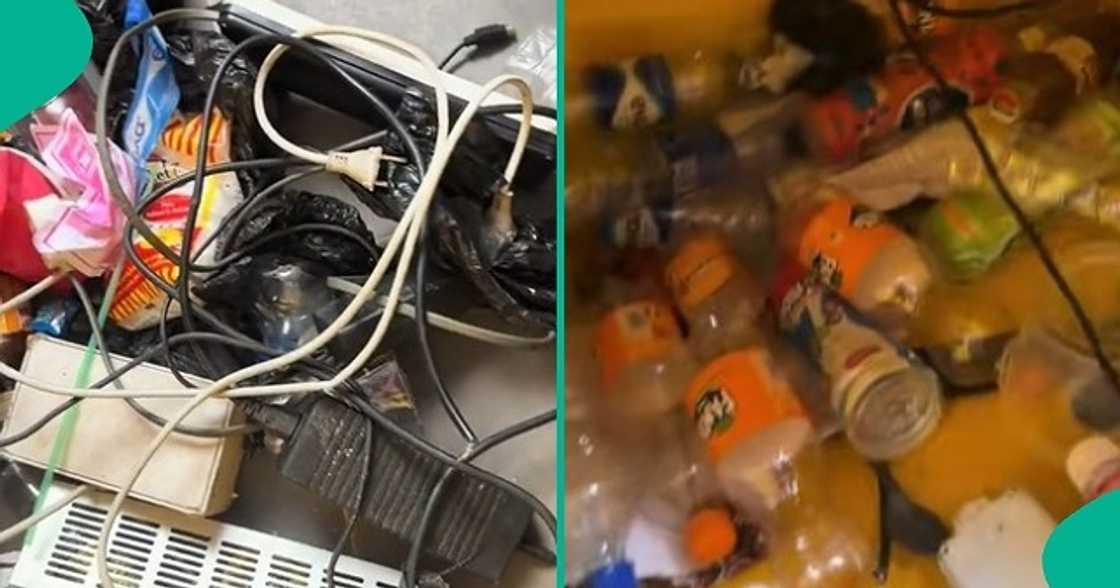 Man cries out after opening his secretary's locker at the office to see dirty items. Man cries out after opening his secretary's locker at the office to see dirty items.