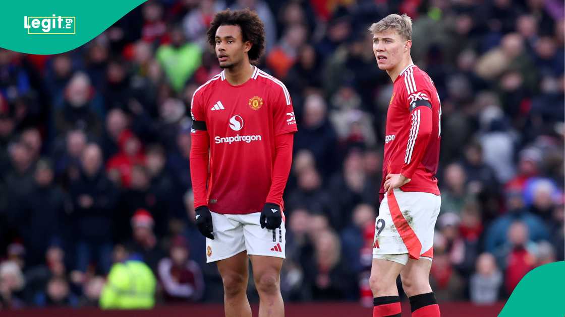 Joshua Zirkzee, Rasmus Hojlund, Manchester United, Crystal Palace, Old Trafford, England, Premier League. Joshua Zirkzee, Rasmus Hojlund, Manchester United, Crystal Palace, Old Trafford, England, Premier League.