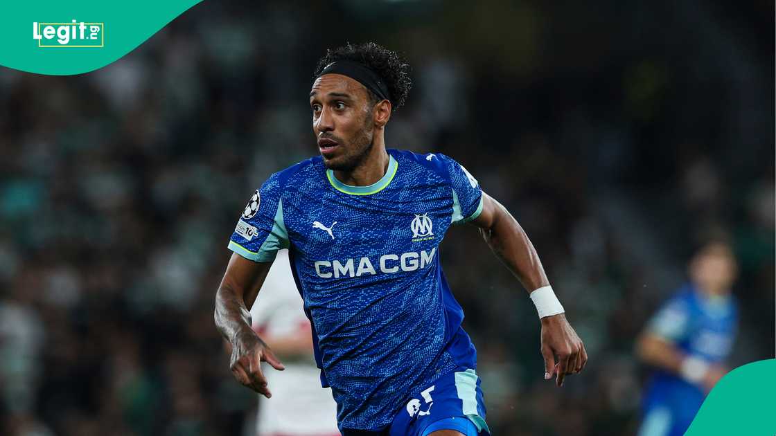 Pierre-Emerick Aubameyang, Sporting CP, Olympique Marseille, Lisbon, Portugal, UEFA Champions League. Pierre-Emerick Aubameyang, Sporting CP, Olympique Marseille, Lisbon, Portugal, UEFA Champions League.