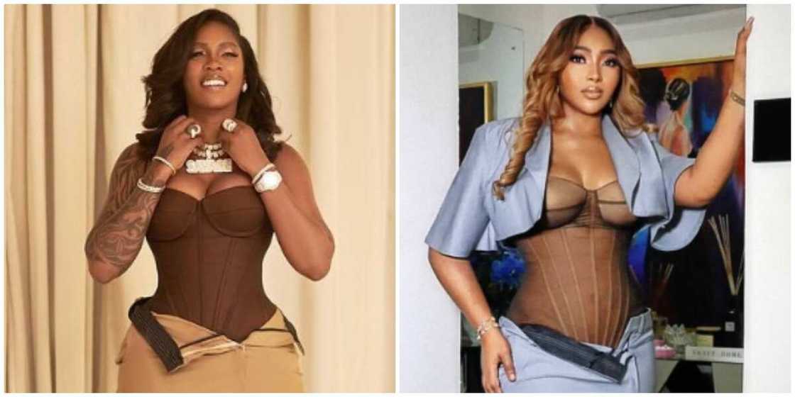 Photos of Tiwa Savage and Lilian Esoro.