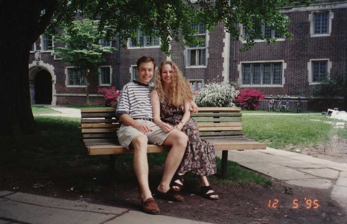 Elon Musk poses with his college girlfriend, Jennifer Gwynne