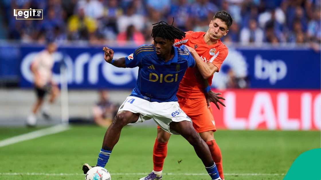 Ovie Ejaria, Real Oviedo, Real Sociedad, La Liga, Spain, Football. Ovie Ejaria, Real Oviedo, Real Sociedad, La Liga, Spain, Football.