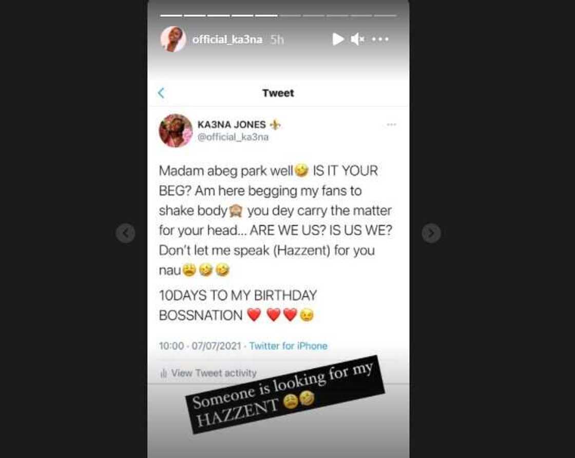 BBNaija Star Ka3na Shuns Detractors, Proceeds to Beg Fans for Gifts Ahead of Her 27th Birthday BBNaija Star Ka3na Shuns Detractors, Proceeds to Beg Fans for Gifts Ahead of Her 27th Birthday