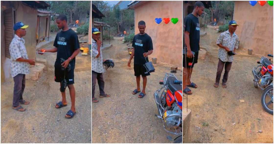 Nigerian man gifts his father motorcycle, video stirs reactions Nigerian man gifts his father motorcycle, video stirs reactions