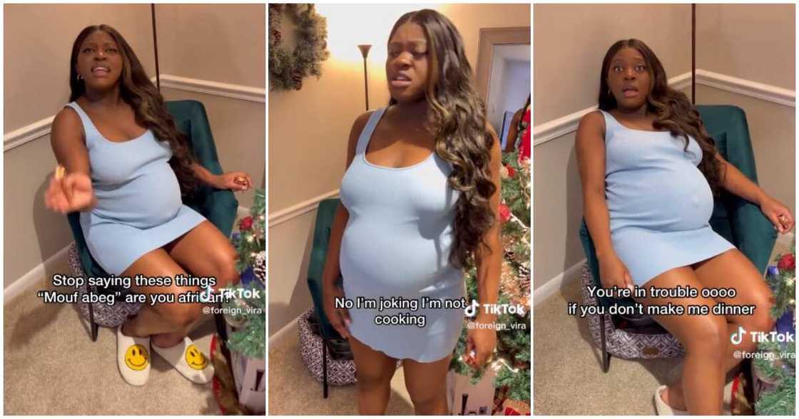 Pregnant woman, hubby, cook at night, funny couple video Pregnant woman, hubby, cook at night, funny couple video