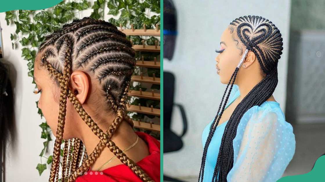 Neat lemonade braids with a double heart