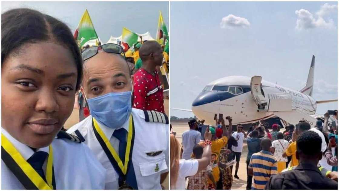 Nigerians celebrates '1st female' pilot to land plane in Anambra Int'l airport Nigerians celebrates '1st female' pilot to land plane in Anambra Int'l airport