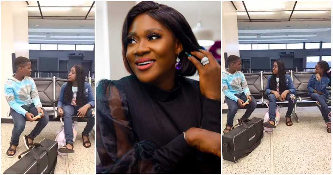 Mercy Johnson and kids. Mercy Johnson and kids.
