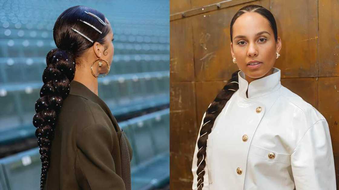 Alicia Keys' braided ponytail hairstyles Alicia Keys' braided ponytail hairstyles