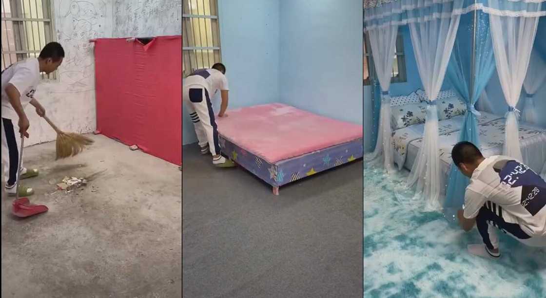 Photos of a man arranging his room to look like a 5-star hotel. Photos of a man arranging his room to look like a 5-star hotel.