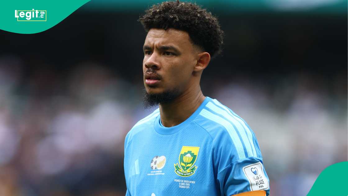 Ronwen Williams, South Africa, Mexico, Azteca Stadium, 2026 FIFA World Cup. Ronwen Williams, South Africa, Mexico, Azteca Stadium, 2026 FIFA World Cup.