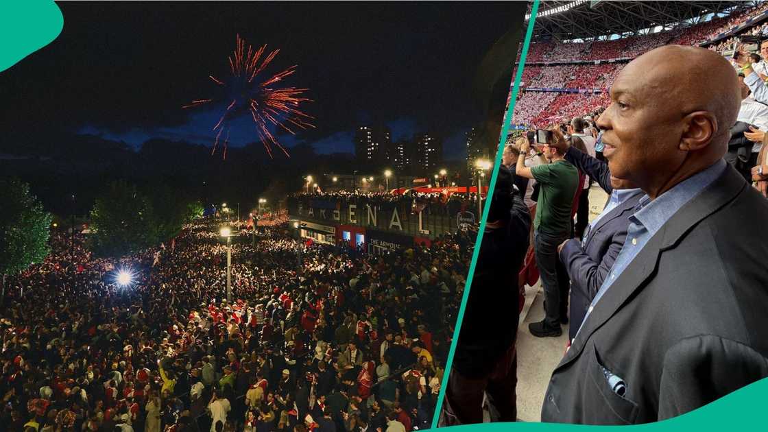 Former Senate President Bukola Saraki has stormed the Puskás Arena, Budapest, for the Champions League Final between PSG and Arsenal. Former Senate President Bukola Saraki has stormed the Puskás Arena, Budapest, for the Champions League Final between PSG and Arsenal.