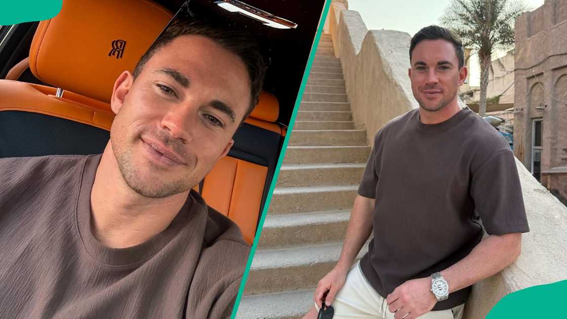 Will Parfitt in a brown tee during a trip to Dubai Will Parfitt in a brown tee during a trip to Dubai