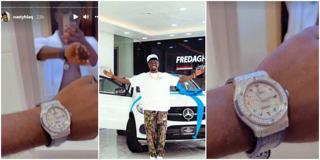 Comedian Nasty Blaq's new car and wristwatch