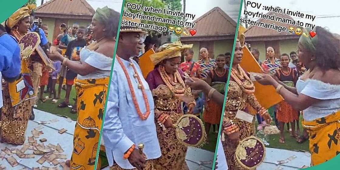 Nigerian woman sprays naira notes at wedding Nigerian woman sprays naira notes at wedding