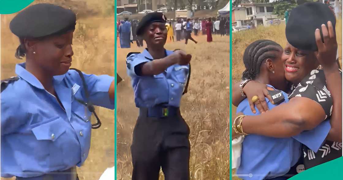Fresh Nigerian police graduate gets emotional on passing out parade Fresh Nigerian police graduate gets emotional on passing out parade