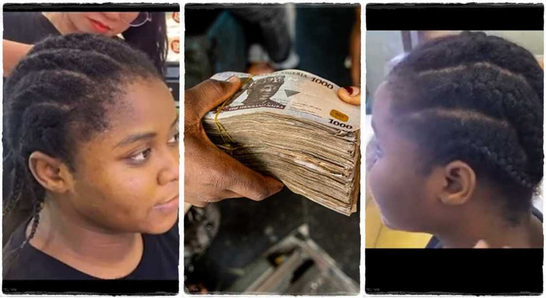 Photos of a lady who braided her hair at a Chinese salon.