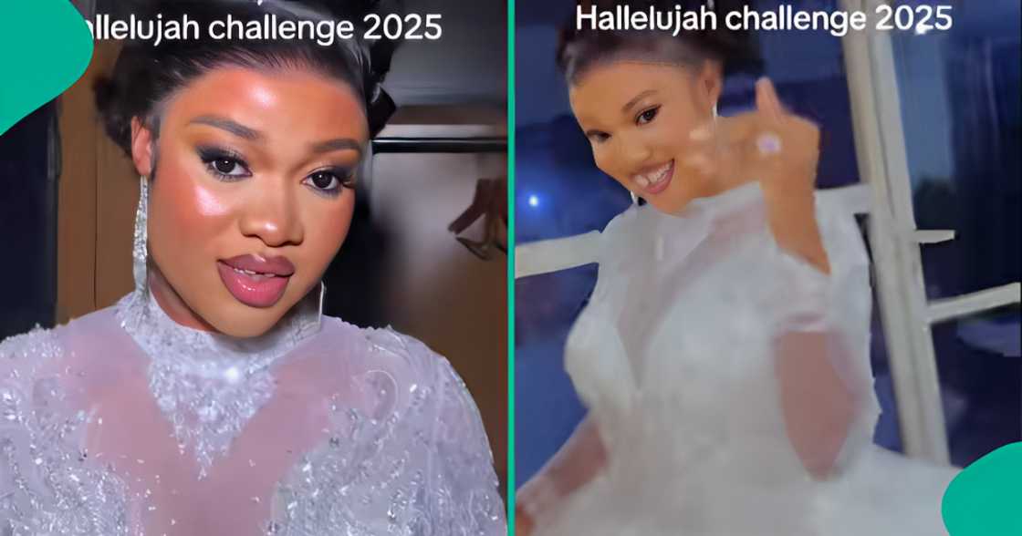 Lady shows off wedding gown she wore for Hallelujah challenge