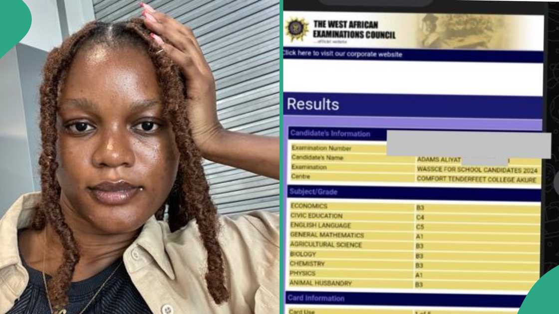 Girl's WAEC result trends online.