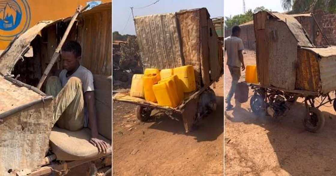 Boy constructs truck Boy constructs truck