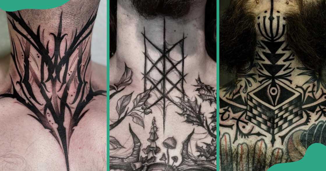 Symmetrical throat tattoos Symmetrical throat tattoos