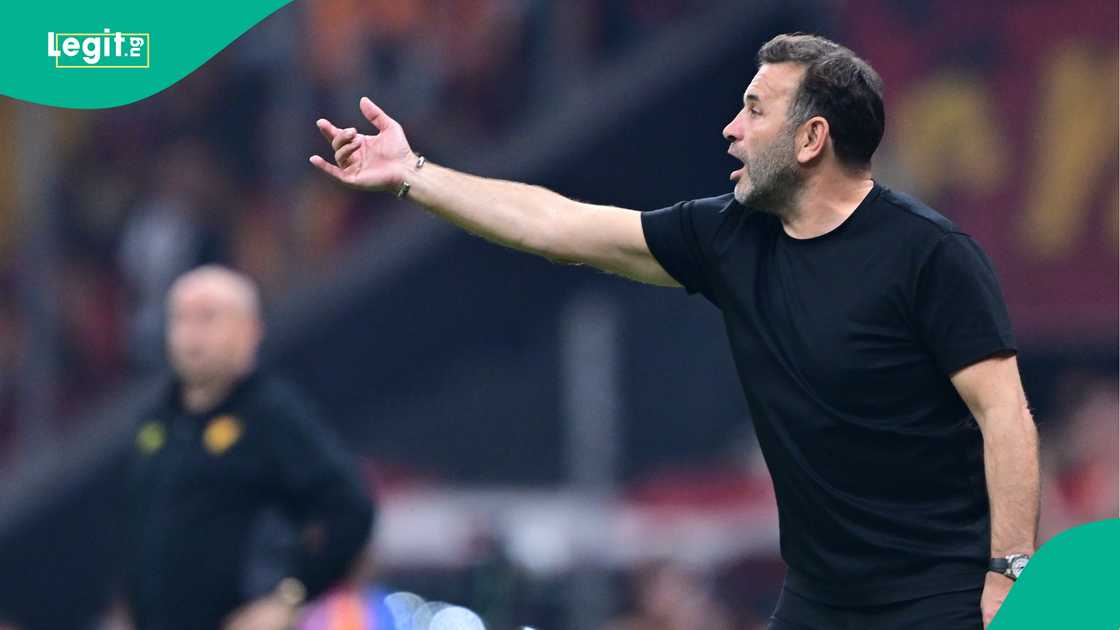 Okan Buruk, Galatasaray, Goztepe, Rams Park, Istanbul, Turkiye, Super Lig. Okan Buruk, Galatasaray, Goztepe, Rams Park, Istanbul, Turkiye, Super Lig.