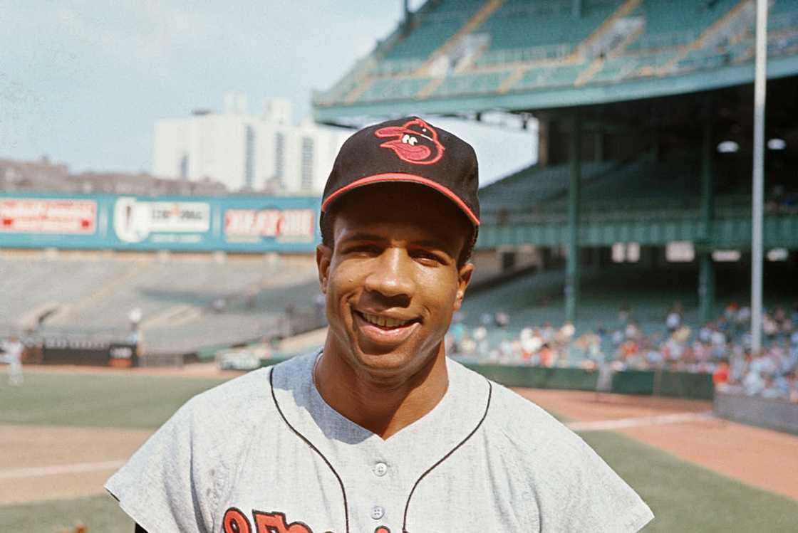 Frank Robinson poses for a photo Frank Robinson poses for a photo