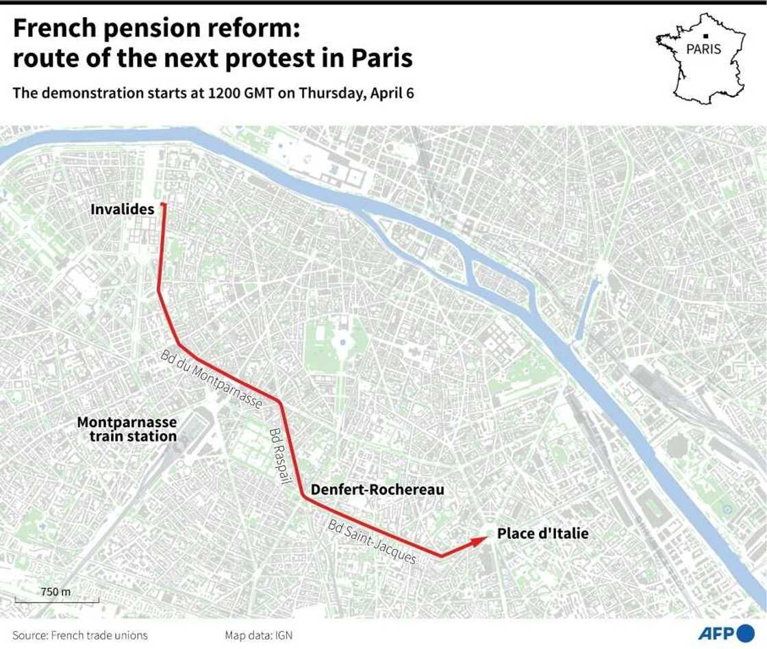 French pension reform: route of next protest in Paris