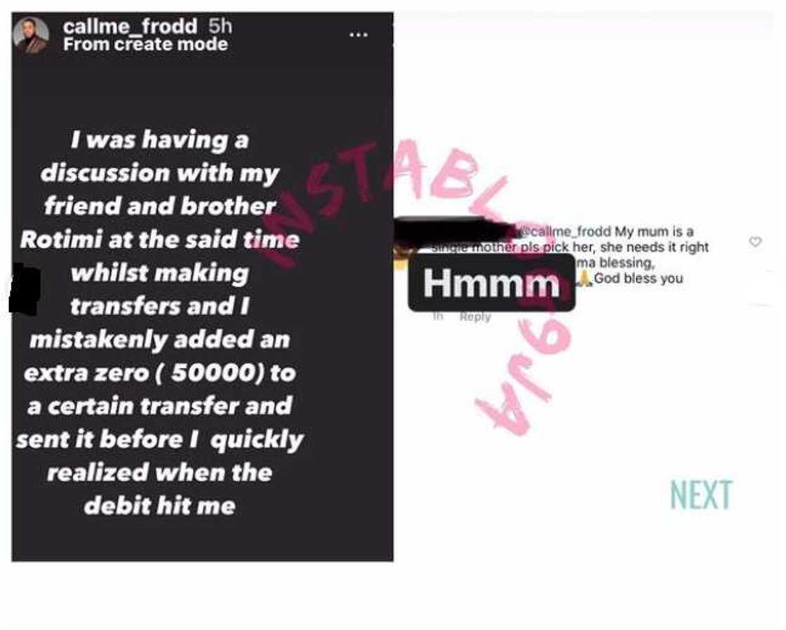You're bigger than this: Fan tells Frodd after he mistakenly sent N50k instead of N5k You're bigger than this: Fan tells Frodd after he mistakenly sent N50k instead of N5k